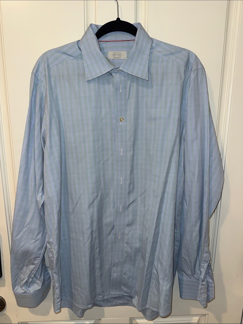 Eton Light Blue Striped Men's Dress Shirt contemporary 43/17